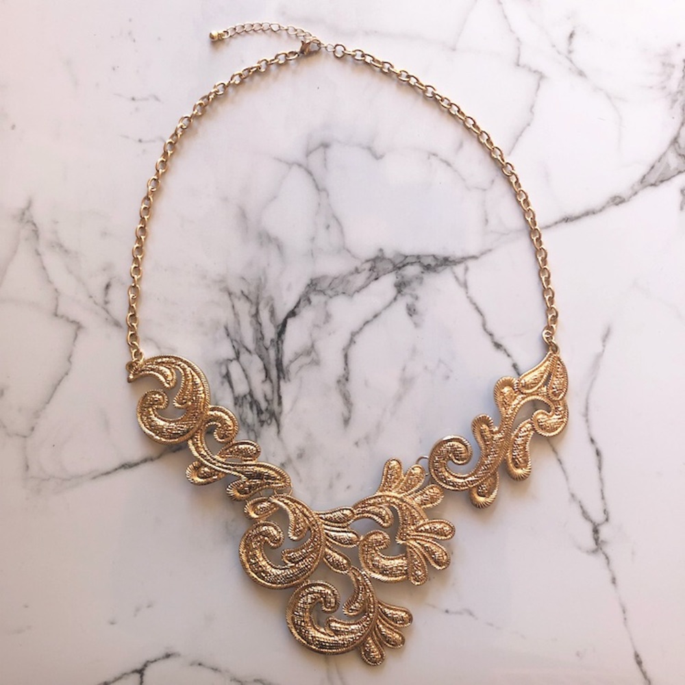 Gold Textured Statement Necklace